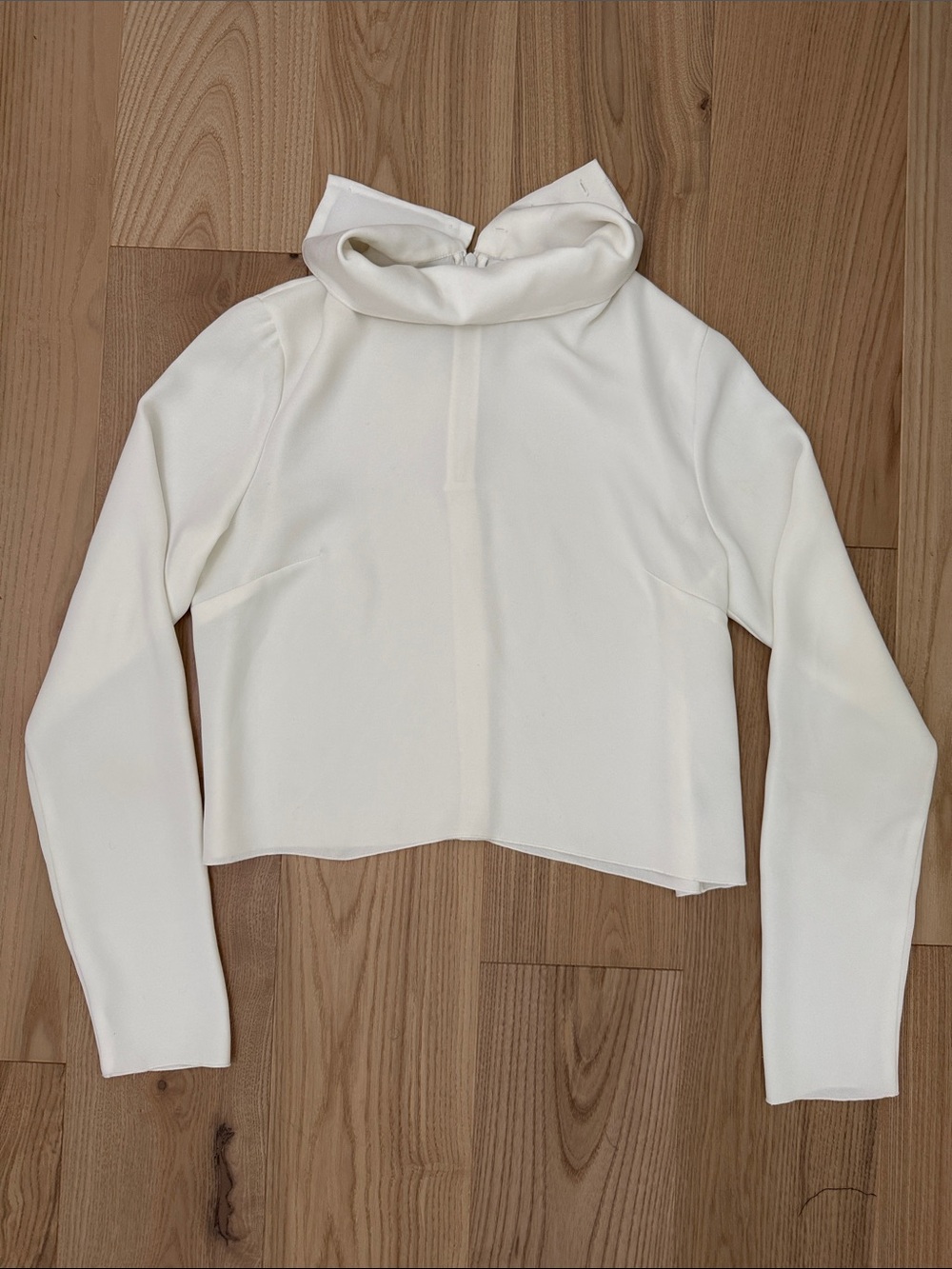 Babaton White Cropped Funnel-Neck Top